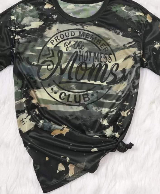 Proud member of the hot mess moms club bleached camo