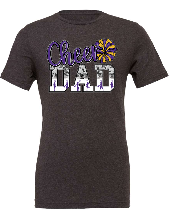 Camo Cheer Dad purple and gold
