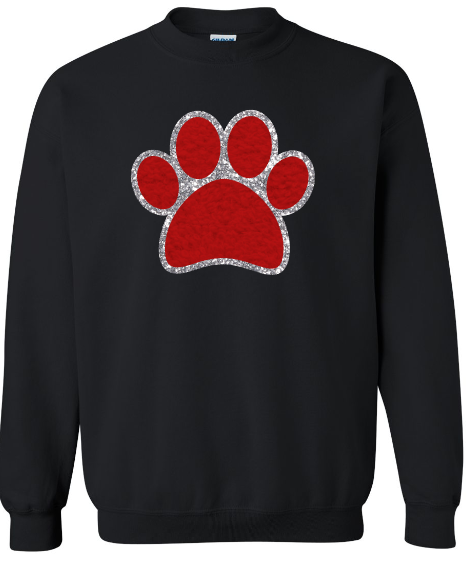 Faux chenille dog paw print